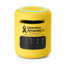 Caixa de Som com Relógio Para campanha Setembro Amarelo Personalizada
