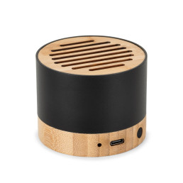 Caixa de Som Portátil em Alumínio Reciclado e bambu Personalizada