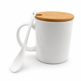 Caneca e Colher de Cerâmica 330 ml Personalizada