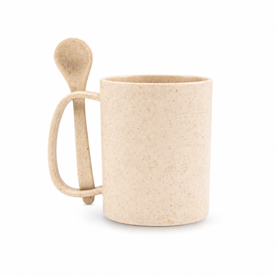 Caneca Fibra de Bambu com Colher 350 ML Personalizada