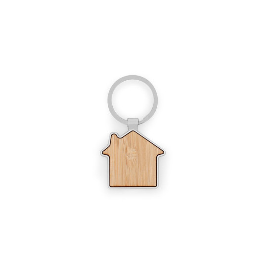 Chaveiro Em Metal e Bambu Formato de Casa Personalizado