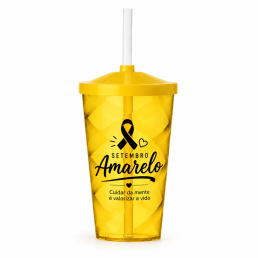 Copo Plástico 550 ml Brinde para Setembro Amarelo Personalizado
