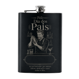 Cantil de Metal Whisky Preto Fosco 7oz Para dia dos Pais Personalizado