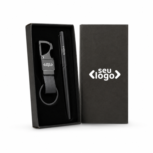 Kit Caneta Roller e Chaveiro Metal Personalizada