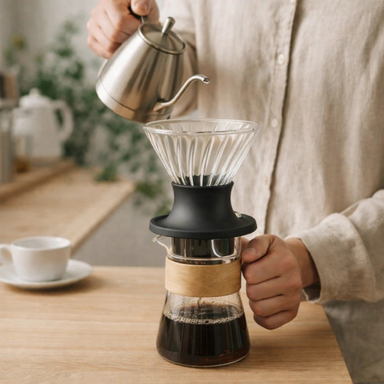 Kit Coador com Valvula e Coletor de Café em Vidro Personalizada
