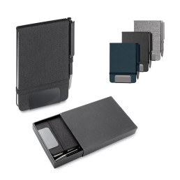 Kit Escritório com Mini Caderno Rpet e caneta Personalizado