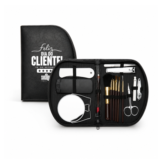 Kit Manicure com Estojo Couro Sintético Personalizado