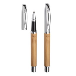  Caneta Roller Metal e Bambu Personalizada