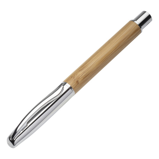 Caneta Roller Metal e Bambu Personalizada