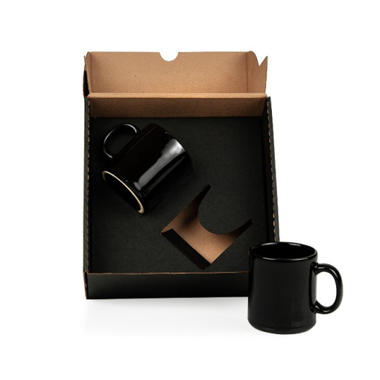 Kit Canecas em Cerâmica Preta 270ml Personalizada