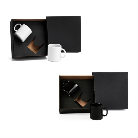 Kit Canecas em Cerâmica Preta 270ml Personalizada