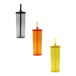 Copo Plástico Long Drink com Tampa e Canudo 330 ml Personalizado