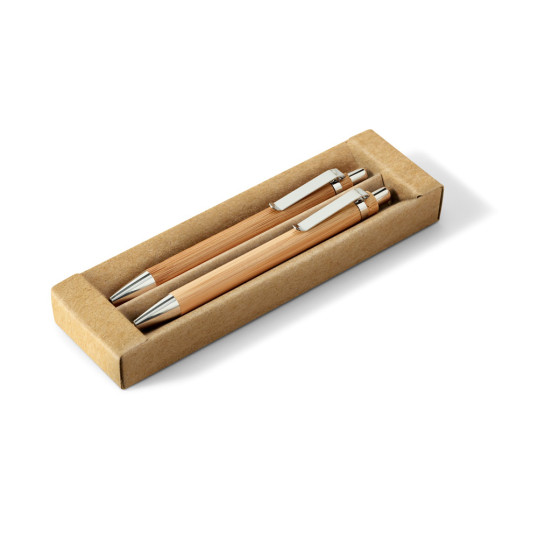Conjunto de Caneta e Lapiseira em Bambu com Estojo Sustentável Personalizado