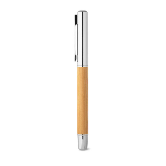 Caneta Roller Inox Reciclado e bambu Personalizado