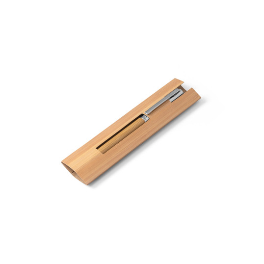 Caneta Roller Inox Reciclado e bambu Personalizado