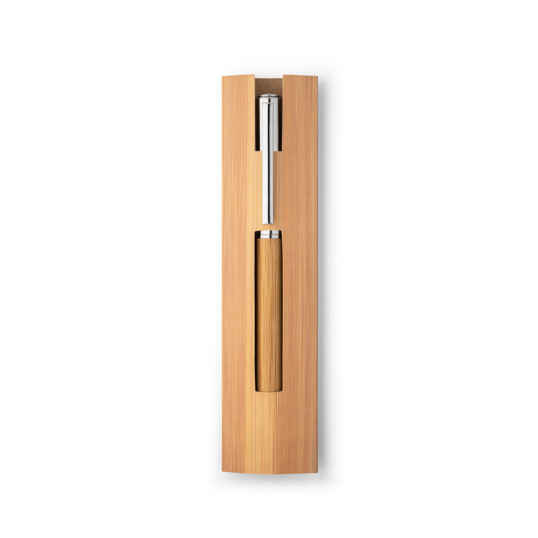 Caneta Roller Inox Reciclado e bambu Personalizado