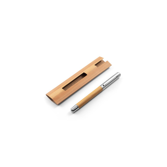 Caneta Roller Inox Reciclado e bambu Personalizado