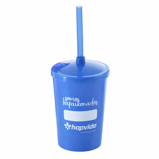 Copo Plástico com Tampa e Canudo 350 ml Personalizado