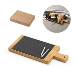 Tábua Quadro com ardósia, bambu e 2 gizes Personalizada