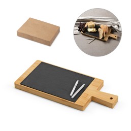 Tábua Quadro com ardósia, bambu e 2 gizes Personalizada
