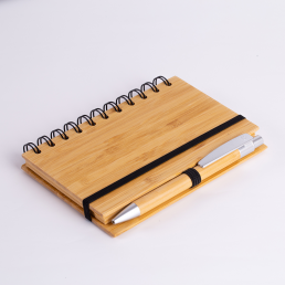 Caderno Ecológico com Capa em Bambu e Caneta Personalizado
