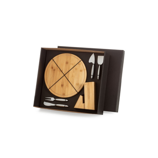 Kit para Queijo com Cepo em Bambu Personalizado 