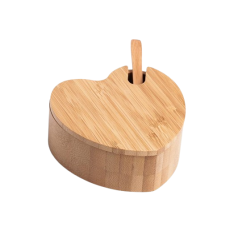 Açucareiro em Bambu Formato de Coração e Colher Personalizado