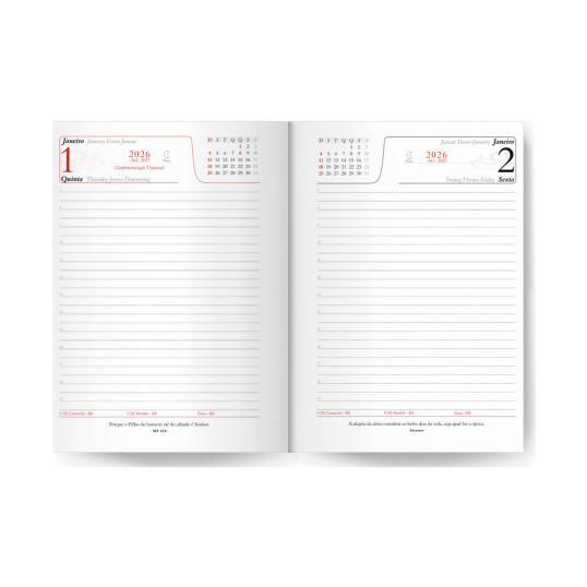 Agenda Diária LIsa 2026 para Brinde Personalizada