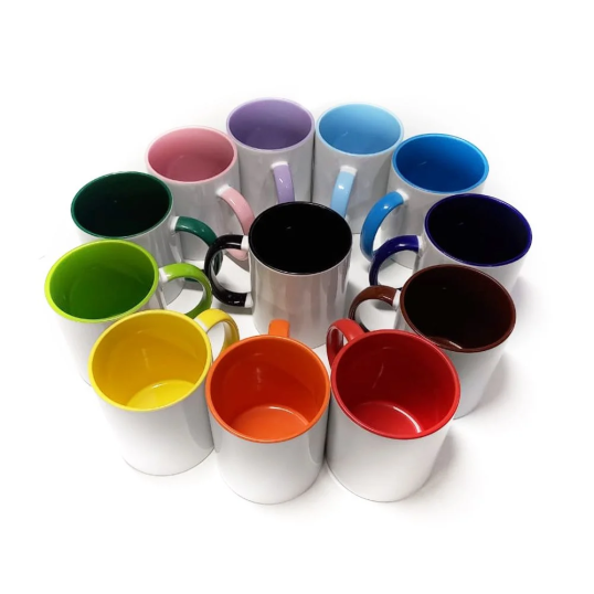 Caneca Cerâmica Alça e Interior Colorido 325 ml Personalizada