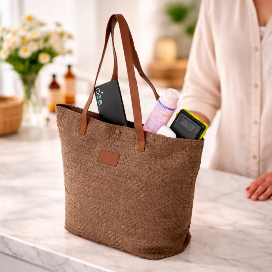 Bolsa de Praia Palha trançada Personalizada