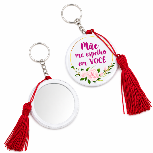 Botton Espelho Chaveiro com Tassel Personalizado