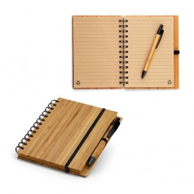 Caderno Ecológico com Capa em Bambu e Caneta Personalizado - Cadernos Ecológicos para Brindes Personalizados