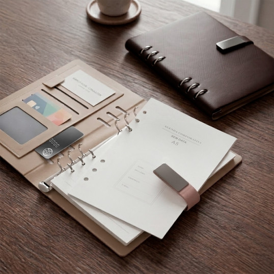 Caderno Fichário Couro Sintético Personalizado