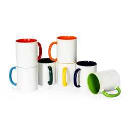 Caneca Cerâmica com Interior e Alça Colorida 330 ml Personalizada