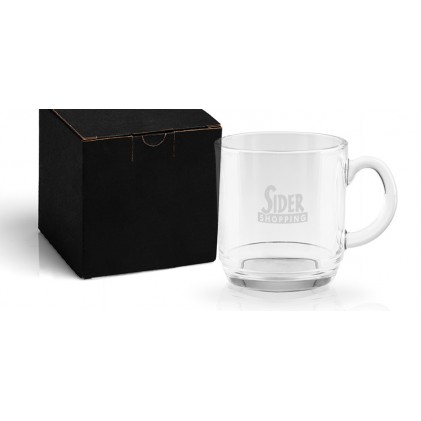 Caneca de Vidro com Caixa Presente Personalizada