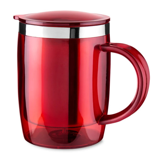 CANECA PLÁSTICA COM INTERIOR INOX 400 ML Personalizada