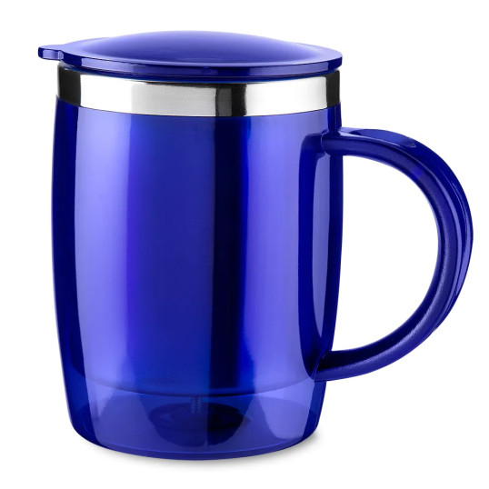CANECA PLÁSTICA COM INTERIOR INOX 400 ML Personalizada