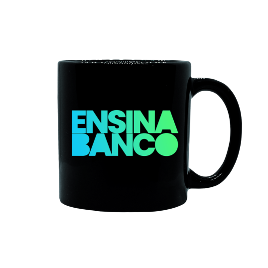Caneca Porcelana Reta Preta 300 ML Personalizada