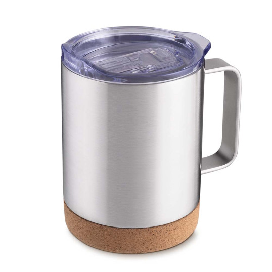 Caneca Térmica Inox Com Base Cortiça 350 ml Personalizada