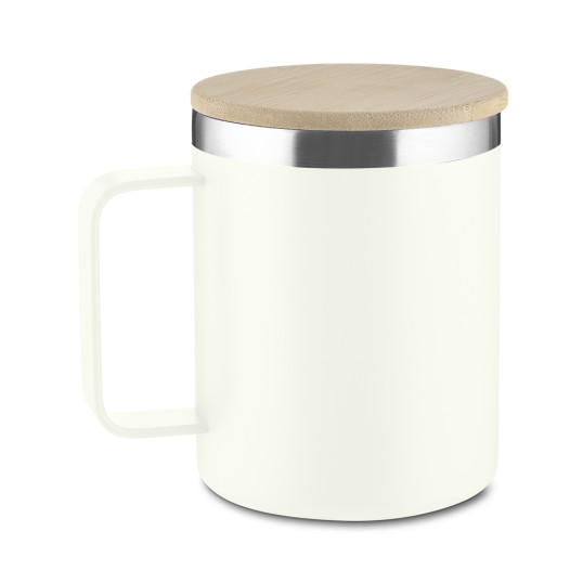 Caneca Térmica Inox Reciclado Tampa Bambu 400 ml Personalizado