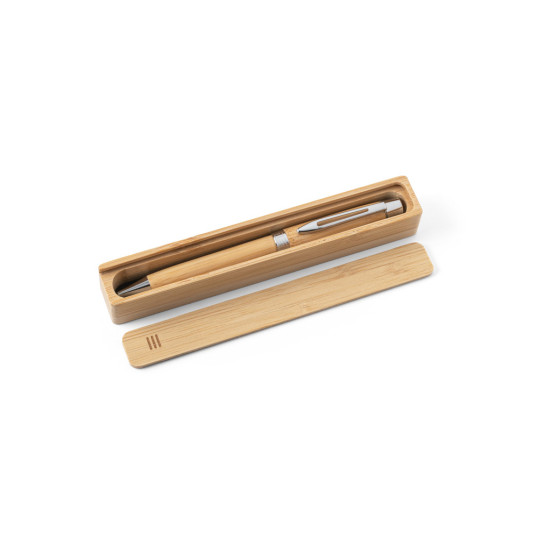 Caneta com Estojo Bambu Personalizada