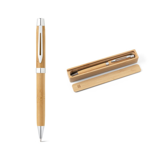 Caneta com Estojo Bambu Personalizada