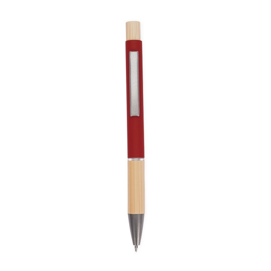 Caneta Metal com Detalhes em Bambu Personalizada