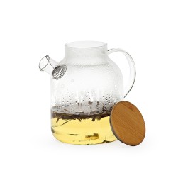 chaleira de vidro borossilicato com tampa de bambu 1,8 Litros Personalizado