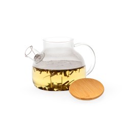 chaleira de vidro com tampa em bambu 1 litro Personalizado