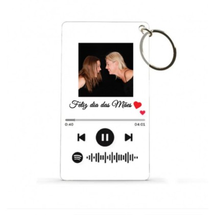 Chaveiro em acrílico personalizável com código Spotify Chaveiro em acrílico personalizável com código Spotify