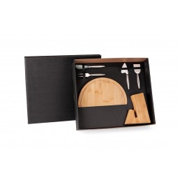 Kit para Queijo com Cepo em Bambu Personalizado 