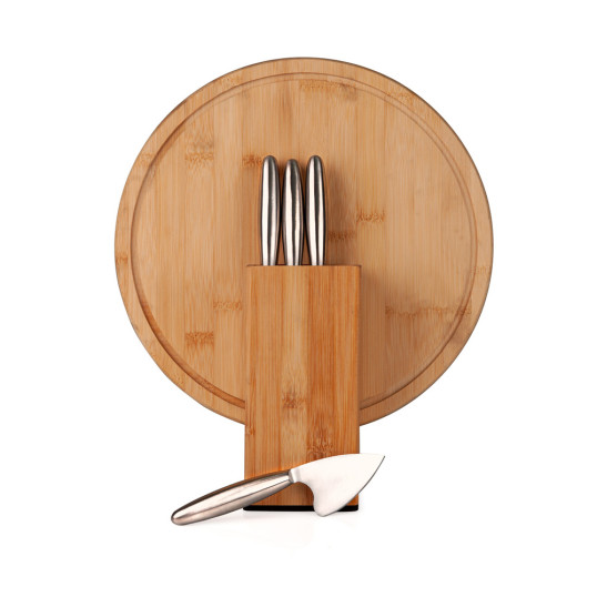 Kit para Queijo com Cepo em Bambu Personalizado 