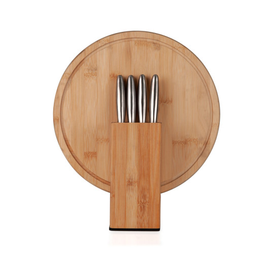 Kit para Queijo com Cepo em Bambu Personalizado 