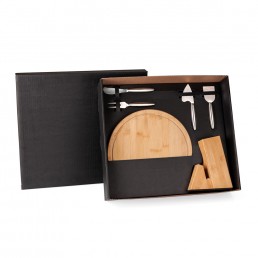 Kit para Queijo com Cepo em Bambu Personalizado 